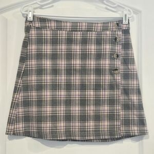 Colorful Planet Plaid Wrap Skort Mini Pink Gray Black | Size 14/16 (XL)